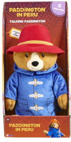 Rainbow Designs Paddington Bear Movie Sprechender Teddybär – Paddington Bär sprechendes Spielzeug mit 5 Sätzen, roter Mütze & blauem Dufflecoat – kuscheliger Begleiter für Spielabenteuer