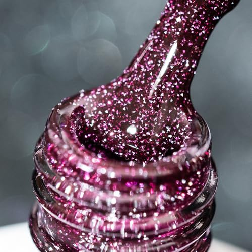 BURANO UV Glitzer Nagellack, 7.3ml Reflective Nagel Gel UV lack, Lila Nägel Nagellack Led Holographisch Gel Polish Curing Need S18