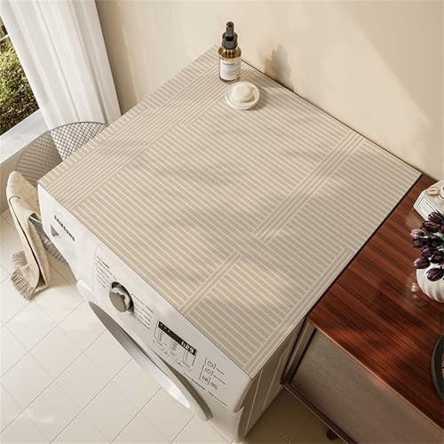 Highdi Housse de Protection pour Machine à Laver Top Moderne Simple,Coussin de Machine à Laver Antidérapant Housse de Machine à Laver pour Machine à Laver Ou Sèche-Linge (Marron Clair,40x60cm)