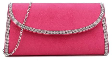 UShopUK Faux Suede Diamante Bridal Prom Wedding Evening Clutch Party Purse Hand Bag