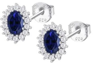 Puces d'oreilles Lotus Silver Marquise bleu
