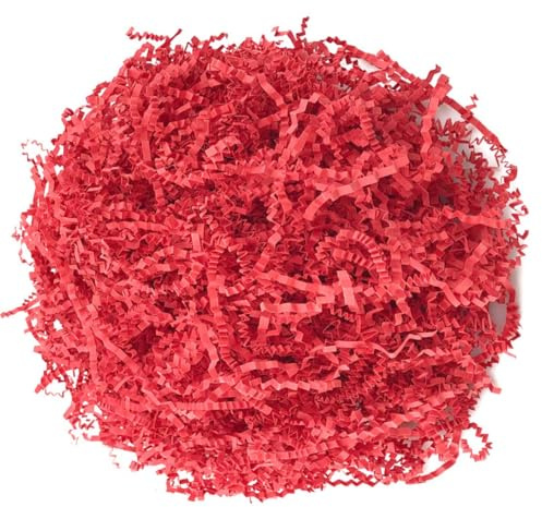 Crinkle Paper Filler 5.2 oz, Crinkle Cut Paper Shred Filler Shredded TissueRaffia Grass Paper for Gift Basket Packing Bag Filler (Red)