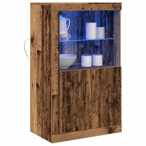 vidaXL LED-Sideboard 60,5 x 37 x 100 cm Holzwerkstoff Altholz | Hier kannst du deine Sachen ordentlich verstauen, Hergestellt aus stabilem, recyceltem Holz,