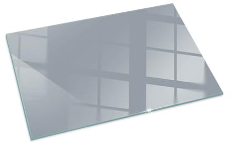 Kamin Bodenplatte Glas 100x70 cm Rechteckig Herdboden Polierte Kanten Bodenbelag Spritzwasserschutz Wohnzimmer Schutz vor Glut Sicherungsblech Dekoration - Farbe Grau