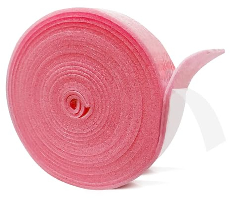 Tira aislante de borde autoadhesiva, 50 mm x 5 mm x 10 m, aislamiento de ruedas, franjas de borde, tira aislante duradera para sellado, calefacción por suelo radiante, masa compensatoria (rosa)