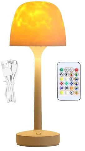 Generico Proiettore LED – Proiettore Aurore Ricaricabile con Luce Notturna per Camera da Letto, Illuminazione d’Atmosfera, Telecomando, Controllo Touch, Onde Oceaniche, 2 Modalità, Ricarica USB