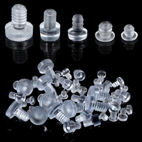 Lot de 50 butoirs de table en verre - Pieds en caoutchouc pour meubles - Assortiment de patins antidérapants en caoutchouc transparent - 5 tailles
