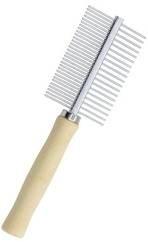 PET Grooming Comb Metal Double And Single Row Wooden Handle For Dogs Cats | Professional Deshedding Dematting Pet Supplies (Double Row),metal comb,dog combs for grooming