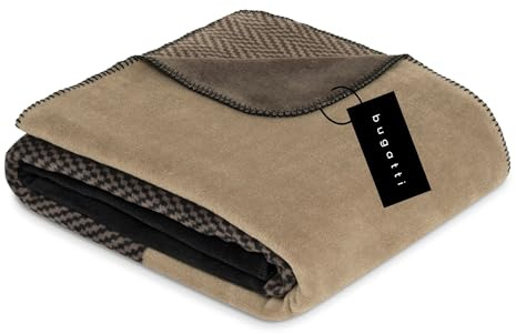 bugatti Decke 150x200 cm - Baumwollmix, warm & waschbar, Kuscheldecke braun mit tollem Muster