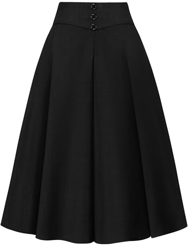WedTrend Womens Skirt Winter Aline Skirts for Women Vintage High Waisted Skirts Midi Black Skirt for Women WTSK005 Black M