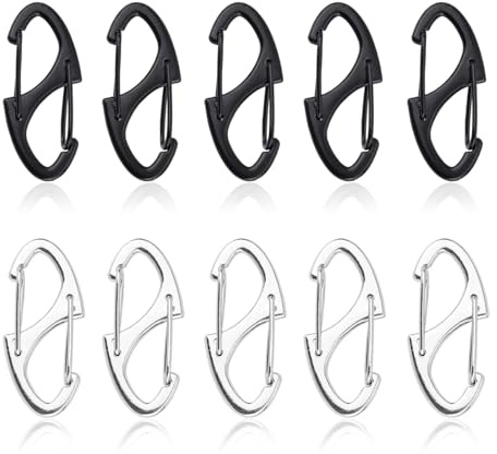 20 Pieces Small Carabiner Clips Multifunctional, Double-Opening Design, Suitable For Suitcases, Backpacks, Handbags, Wallets, Tents, Keys, Etc.