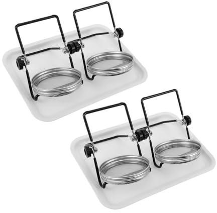 Hemobllo 2 Set Kit Germogliatore con Coperchi in Acciaio Resistente e Rete per Barattoli Bocca Larga Vassoio e Supporto Inclusi per Germogliare Fagioli e Broccoli Facile da Pulire e