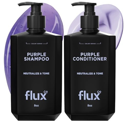 FLUX UP Purple Shampoo and Conditioner for Blonde Hair Women & Men – Blonde & Silver Hair Toning – Anti-Brass Sulfate Free Shampoo and Conditioner - 8 fl oz