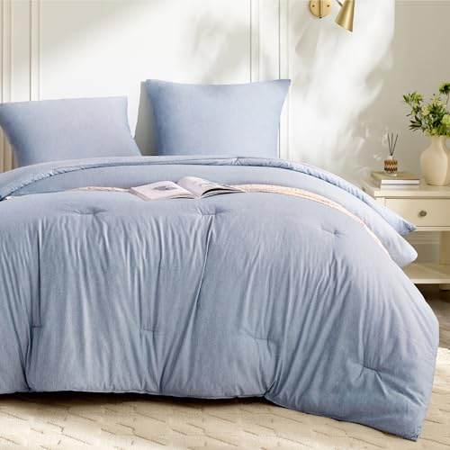 BEDSURE Bettdecke Ohne Bezug 135x200 - Bettdecken-Set für Allergiker | 1x Bettdecken, 1x Kissenbezug 80x80, kationische Faser 4 Jahreszeiten Waschbare Duvet, Marineblau, Warm und gemütlich