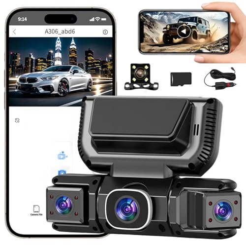 4-kanals dashcam med wifi och mörkerseende, 360° allsidigt skydd, 4-kanals 360° dashcam, 4-kanals dashcam bil, fram, bak, inomhus, sidor med mörkerseende, G-sensor (32G, OBD)