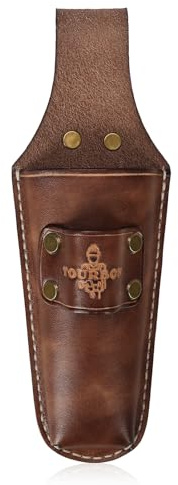 Grain Leather Tool Pouch Spanner Holster Pliers Secateurs Sheath Holder | Versatile 2-in-1 design, Heavy Duty Construction with Brass Rivets, Fits 2 Wide Work Belts, for Electricians Carpenters