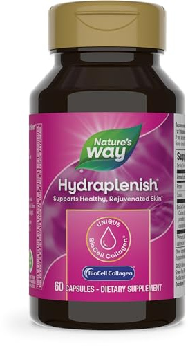 Nature's Way Hydraplenish with BioCell Collagen, Hyaluronic Acid, Support for Collagen Production, Elasticity & Healthy Skin*, 60 Capsules (Packaging May Vary)