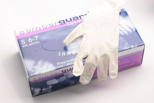 Semperguard Latex-Einmalhandschuhe, ungepuderte Ausführung, Größe S, 100 Stück, Naturweiß