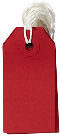 JAM PAPER Gift Tags with String - Small - 3 1/4 x 1 5/8 - Red - 10/Pack