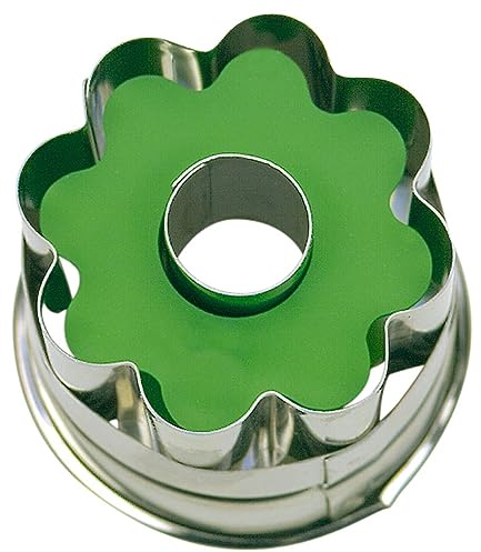 Städter 954343 Roseta Cortadores con expulsor de Flor, 8 Unidades, Acero, Plata/Verde, 4 x 4 x 4 cm