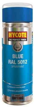 Hycote Vernice Spray Blu RAL 5012 Metallizzato 400 ml, Asciugatura Rapida, Alta Copertura, Resistente, Multi Superficie per Auto, Metallo, Plastica e Ceramica