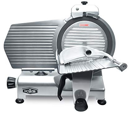 KWS Commercial 420W Electric Meat Slicer 12 Frozen Meat Deli Slicer Restaurant and Home Use Stainless Steel Blade [ETL, NSF Certified] (Teflon Blade, 12-Inch Blade)