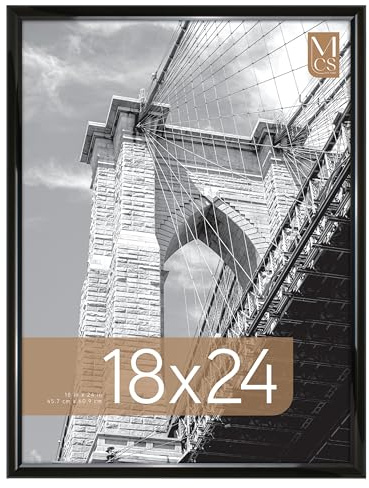 MCS Trendsetter 18x24 Poster Frame Black High-Gloss, Vertical & Horizontal Wall Hanging Large Picture Frame for Photos, Posters & Art Prints (1-Pack)
