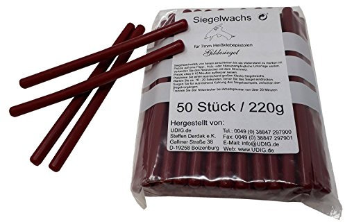 7 mm Siegelwachs Bordeauxrot für Wachspistole 50er Pack, weinrot dunkelrot