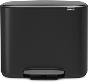 Brabantia Bo Pedal Bin Pattumiera, Metallo, Nero Opaco, 3 x 11 Litri