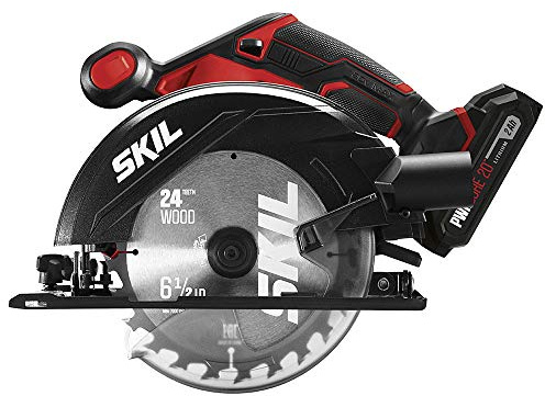 SKIL 20V 6-1/2 Inch Cordless Circular Saw Includes 2.0Ah PWR CORE 20 Lithium Battery and Charger - CR540602
