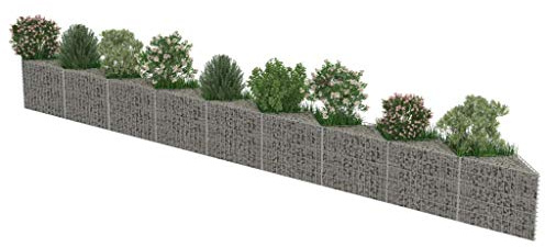 Festnight Gabion Jardin Acier Galvanisé Gabion Jardiniere Argenté 630 x 30 x 50 cm
