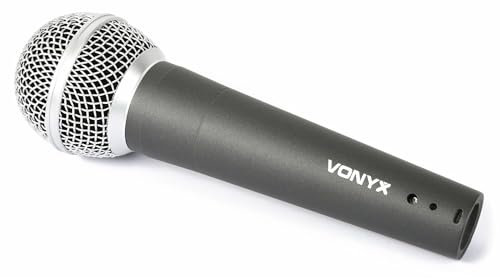 Vonyx DM58 Microfono Dinamico Cardioide, Incluye Cable XLR a Jack de 5 Metros, Anti-Pop Interno y Carcasa Metálica Duradera, Micro para Cantar, Micrófono Karaoke, Microfono Reuniones, Discursos, DJ