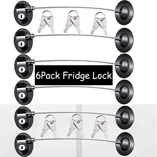 XccMe 6 Pack Refrigerator Locks with 12 Keys,Child Safety Fridge Lock,Refrigerator Lock Combination,Mini Fridge,File Drawer,Toilet Seat Lock with Strong Adhesive (Black)