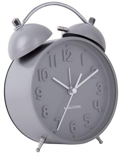 Karlsson Wecker Iconic - Grau - Ø11cm | Rund - Modern - Stahl - Wecker für Schlafzimmer