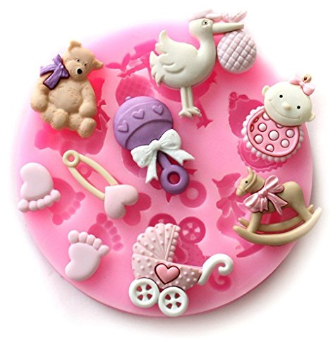 Moule en silicone pour usage artisanal accessoires bébé cigogne décorations naissance dragées fimo savon plâtre résine cadeau créatif DIY