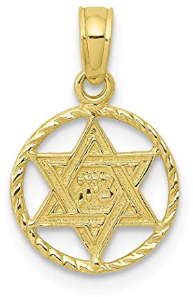 Religiöser Judaica-Davidstern-Anhänger in Kreisform, 10 Karat Gold, Schmuck Geschenke für Frauen – hochwertiger als 9 Karat Gold