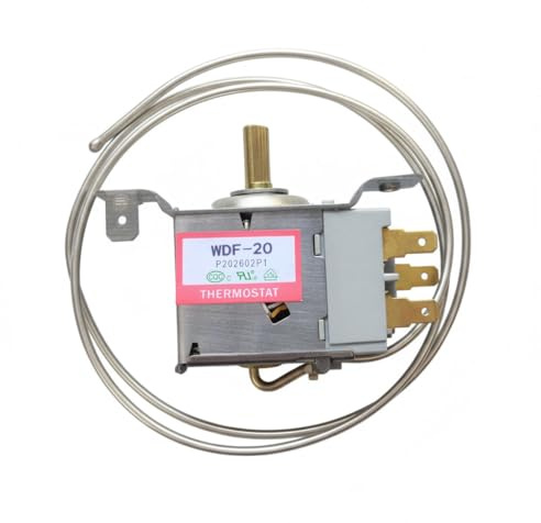 Mini Fridge Thermostat WDF-20, Temperature Control Replacement Repair Parts, Universal Thermostat Accessories for Fridge Only, Compatible with WDF-16/WDF-18/WDF-25, Stainless Steel Shell