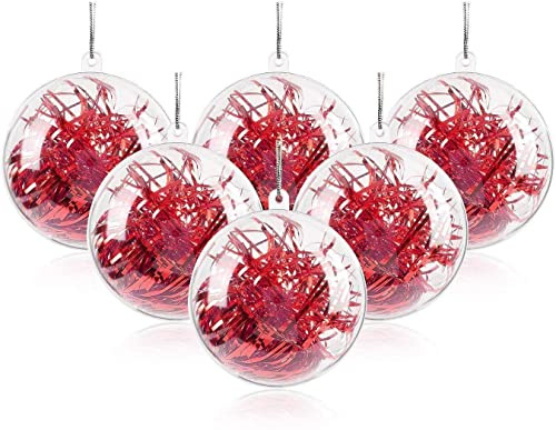 Uten Lot de 20 Boules de Noël Transparentes à remplir soi-même, Boules de Noël Transparentes pour intérieur ou extérieur (80 mm), Transparente