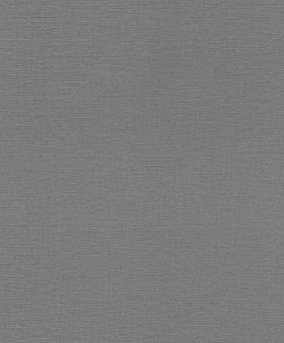 Rasch 804553 Carta da parati in tessuto non tessuto tinta unita in grigio con struttura tessile della collezione Sostituzione della carta da parati II-10,05 m x 0,53 m (lunghezza x larghezza)