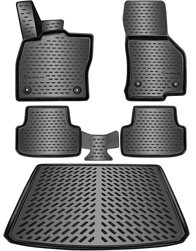 ELMASLINE 3D Gummimatten & Kofferraumwanne Set für VW Golf 7 Variant 2012-2021 | Hoher Rand