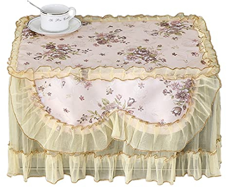 2 Pcs Printed Lace Dust Cover for Microwave Oven Elegant Cloth Cover for Toaster Oven Kitchen Appliance Protector Decorations Yellow