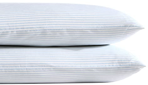 Laura Ashley Home - Standard Pillowcase Set, Breathable Percale Cotton Bedding, Crisp & Cool Home Decor (Ramona Blue, 2 Piece) (USHSHC1226257)