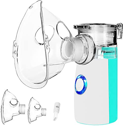 Aerosol Portatile per Bambini e Adulti Aerosol Ultrasuoni Aerosol Silenzioso Inalatore Aerosol con Maschere e Ugello, Nessuna batteria, Basso Rumore (Verde)