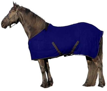 RESISTANCE Langlebiger und warmer weicher Fleece-Farbkühler führmaschinendecke für Pferde (182,9 cm, Marineblau)