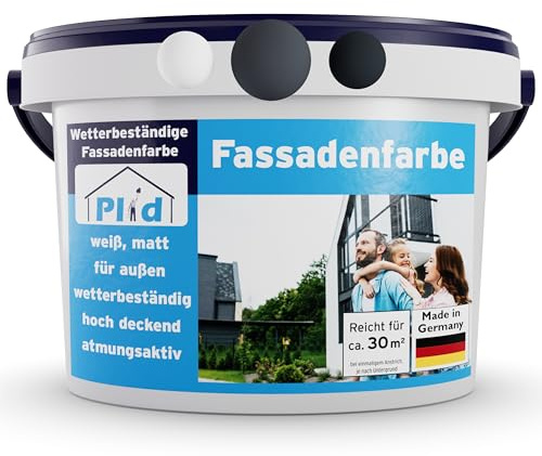 Plid® Väggfärg, skiffergrå 5L [Flera Underlag] Puts, Tegel, Cement, Försprutad - Inomhus & Utomhus/Väderbeständig och UV-beständig, hög täckning, Andas