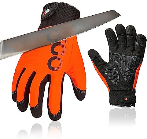 Vgo... 1 Paar Arbeitshandschuhe, Mechanikerhandschuhe, Schlaghandschuhe, Anti-Vibrationshandschuhe, Riggerhandschuhe(CA9794IPA5,Orange,L)