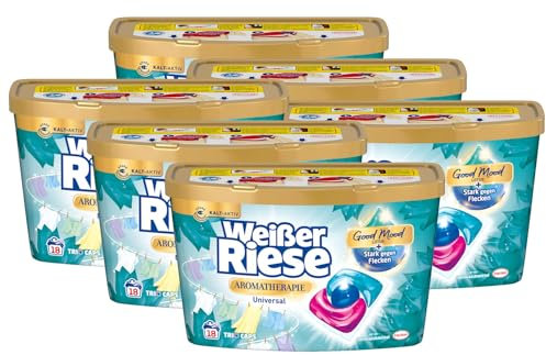 Weißer Riese Universal Trio-Caps Aromatherapie Floral Sensation 108 WL (6 x 18 Wäschen), Waschmittel mit Lotus, Vollwaschmittel mit intensivem Dufterlebnis