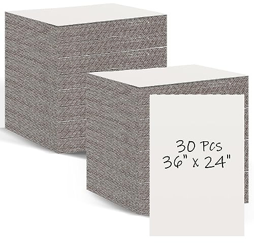 Qilery 30 Pcs White Cardboard Sheets 24 x 36 Bulk Large Corrugated Sheets 3mm Poster Board, Corrugated Cardboard for Protecting Packaging Mailing Shipping Picture Photo Backing Products Craft Card