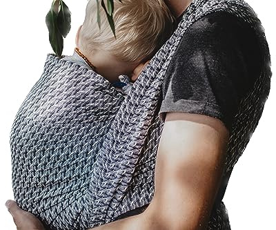 Babytragetuch aus 100% Bio-Baumwolle | Gr. 8 (570cm) | ab Geburt bis Ende der Tragezeit | diagonal elastisch gewebt | nachhaltig produzierte Garne | The Cranes Anthrazit