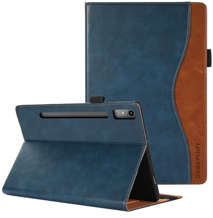 CASAFUNY Hülle für Lenovo Tab P12 12.7 2023 mit Stifhalter, Premium PU Leder Business Multi-Winkel Folio Schutzhülle Dokumentschlitze Tablet case für Lenovo Tab P12 2023 12.7 Zoll, Blau | mit Stifhalter,Fronttasche,PU Leder,Multi-Winkel,Dokumentschlitze,Schutzhülle für Lenovo Tab P12 2023 12.7 Zoll
